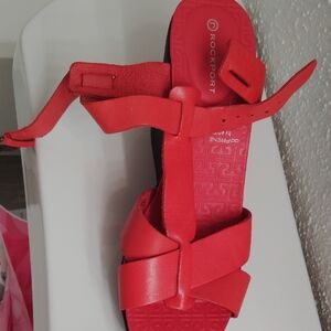 Rockport Red Chunky Heel Sandals